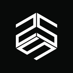 Initial letter triple S or 25s in cube and hexagon logo template. flat design monogram illustration