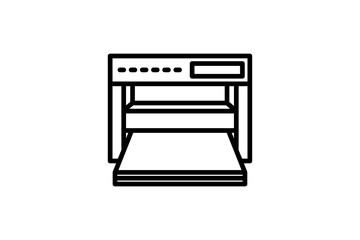 Printer icon. Vector linear sign, symbol, logo of office printer for mobile concept and web design. Icon for the website of the store of household appliances, gadgets and electronics.