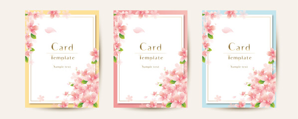 花のベクターカードセット春Elegant Spring Flowers Vector Background,Set of floral  elegant  templates. 