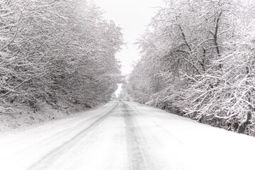 snow covered road