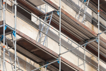 Baugerüst, Hausfassade, Rohbau, Wohngebäude, Bremen, Deutschland, Europa