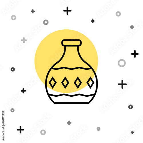 Fototapete Black Line Tequila Bottle Icon Isolated On White Background Mexican Alcohol Drink Random Dynamic Shapes Vector Kostiantyn