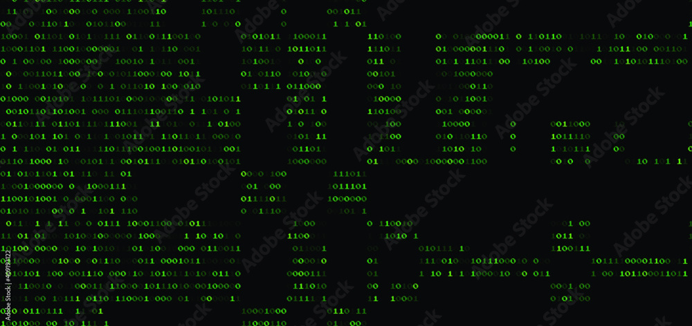 Fototapete Texture composed by a sequence of zero and one number. Abstract futuristic cyberspace with binary code, matrix background with digits.