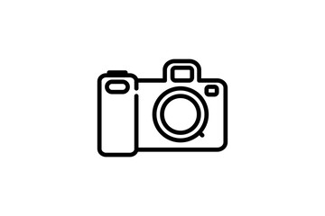 Camera icon. Vector linear sign, symbol, logo of photo camera for mobile concept and web design. Icon for the website of the store of household appliances, gadgets and electronics.