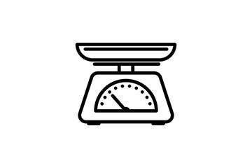 Scales icon. Vector linear sign, symbol, logo of kitchen scales for mobile concept and web design. Icon for the website of the store of household appliances, gadgets and electronics.