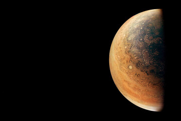 Planet Jupiter, on a dark background. Elements of this image were furnished by NASA.