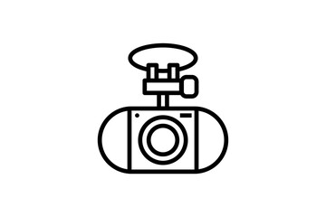 Obraz premium Digital video recorder icon. Vector linear sign, symbol, logo of car dvr for mobile concept and web design. Icon for the website of the store of household appliances, gadgets and electronics.