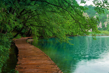 Fototapeta premium beautiful waterfalls in Plitvice Lakes National Park, Croatia
