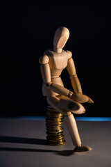 Business concept. Man without a face with money. Mannequin man
