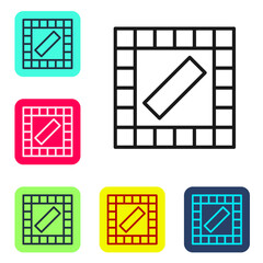 Black line Board game icon isolated on white background. Set icons in color square buttons. Vector.