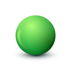 Green sphere, ball fashionable classic verdant color. Matt mock up of clean realistic orb, icon. Geometric simple shape design, figure circle form. Isolated on white background, vector illustration.