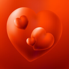 Golden heart, Valentine s day decoration, vector illustration, realistic style