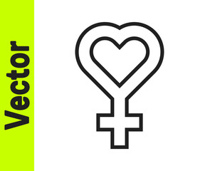 Black line Female gender symbol icon isolated on white background. Venus symbol. The symbol for a female organism or woman. Vector.