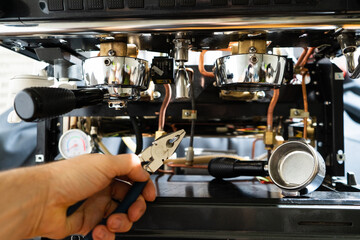 repair of the coffee machine photo. disassembled coffee machine