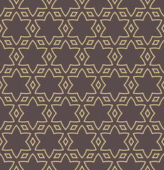 Floral vector brown and golden ornament. Seamless abstract classic background with golden flowers. Pattern with repeating floral elements. Ornament for fabric, wallpaper and packaging