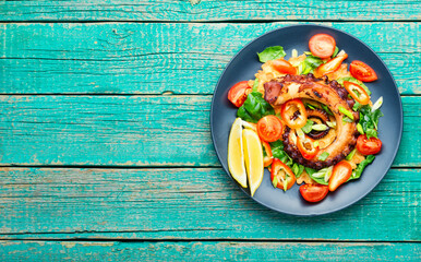 Octopus salad with vegetables