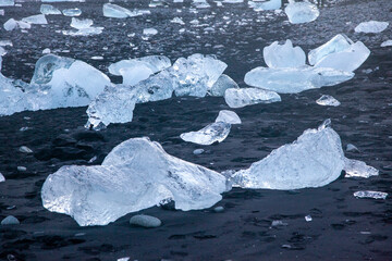 Iceland, Diamond beach - January 4 2018  the famous beach in Iceland with ice looks like diamonds