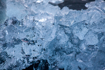 Iceland, Diamond beach - January 4 2018  the famous beach in Iceland with ice looks like diamonds