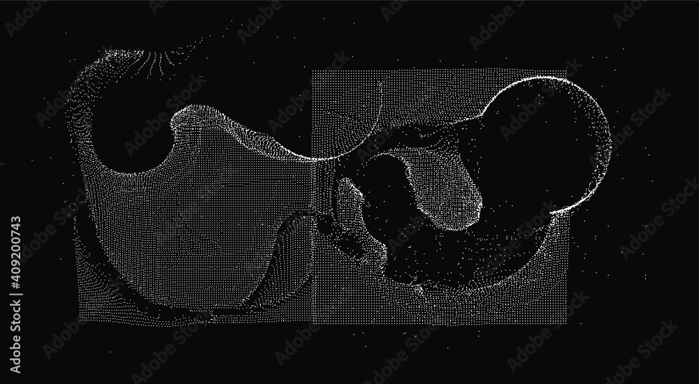 Aufkleber Surface made of particles, array of points. Abstract technology background.