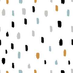 Stripes abstract hand drawn doodle vector seamless pattern. Abstract seamless pattern with different shapes and textured on a white background.