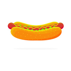 Hot Dog. Vector isolated flat illustration of fast food for poster, menu, brochure, web and fast food icon.
EPS 10.