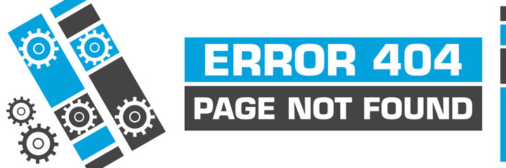 Error 404 Page Not Found Blue Grey Line Boxes Gears 