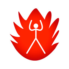 stickman with flames trendy flat trendy style isolated stickman background for your website design logo, app, UI. Vector icon illustration, EPS10.