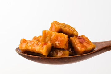 Tofu sweet water on white background
