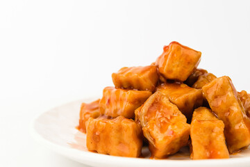 Tofu sweet water on white background