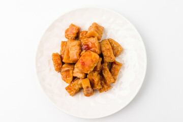 Tofu sweet water on white background