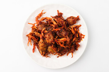 Stir-fried crab on white background