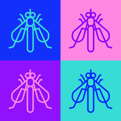 Pop art line Experimental insect icon isolated on color background. Vector.