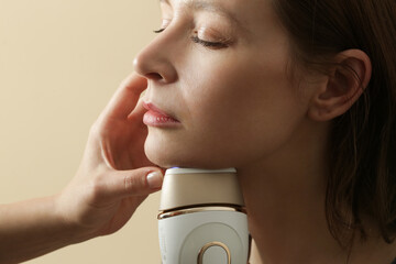 Facial laser epilation treatment. Skin care, beauty and permanent hair removal concept.