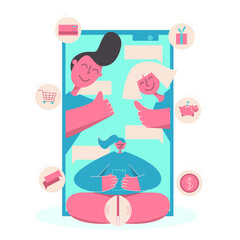 Financial literacy for kids. Mobile banking concept. Parents control of finances. Payment card for kid. Vector illustration. 