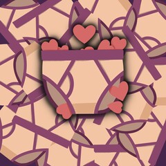 Obraz na płótnie Canvas Funny illustration postcard valentine's day poster featuring male underwear on purple background with pink valentine hearts