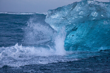 Iceland, Diamond beach - January 4 2018  the famous beach in Iceland with ice looks like diamonds