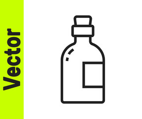 Black line Alcohol drink Rum bottle icon isolated on white background. Vector.