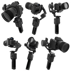 3-axis gimbal stabilization system with nonexistent mirrorless camera isolated © boule1301