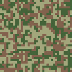 Vector digital camouflage seamless pattern. Green color camo, background in military style.