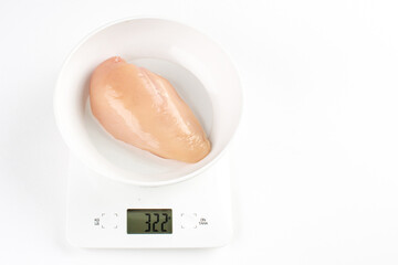 Raw chicken breast on scale