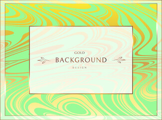 Gold frame. Geometric gold and light green gradient with place for text. Vector background.
