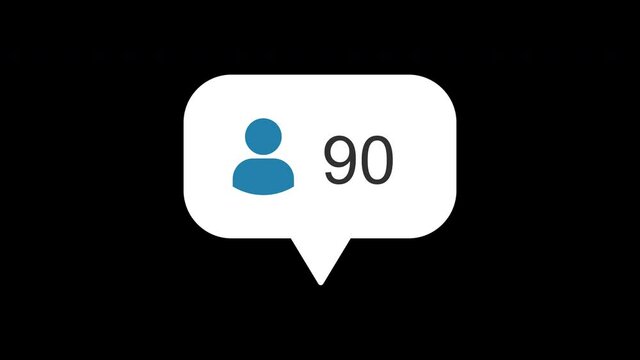 Animation footage of social media notification follower and friend request icon on transparent background (alpha channel)