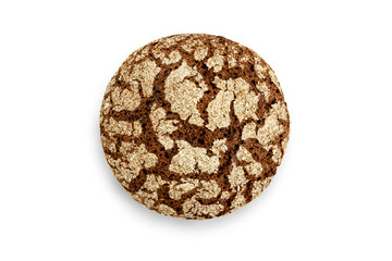 Rye bread on a white background. Top view.