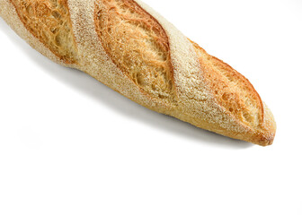 Baguette on a white background.