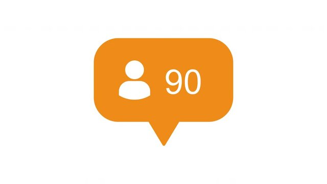 Animation footage of social media notification follower and friend request icon on transparent background (alpha channel)