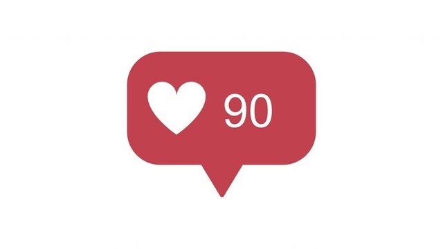 Animation footage of social media notification like and love icon on transparent background (alpha channel)
