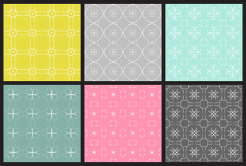 Vector set of geometric seamless patterns. Versatile modern decor for wallpapers, backgrounds, websites, surface textures, interiors, printing on fabrics, carpets, tiles.