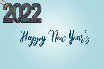 Happy New Year 2022 tag concept isolated on blue background