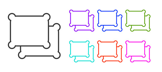 Black line Rectangular pillow icon isolated on white background. Cushion sign. Set icons colorful. Vector.