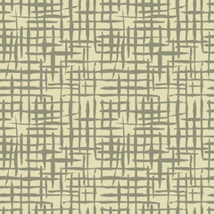 Light beige canvas burlap texture, seamless checkered pattern. Linen fabric textile. Cloth linen sack background. Vector grunge wallpaper 